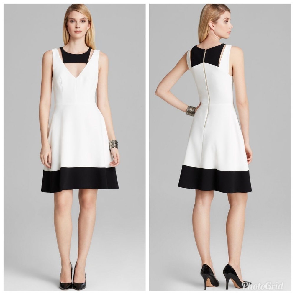 RACHEL ROY White Color Block Crepe Dress